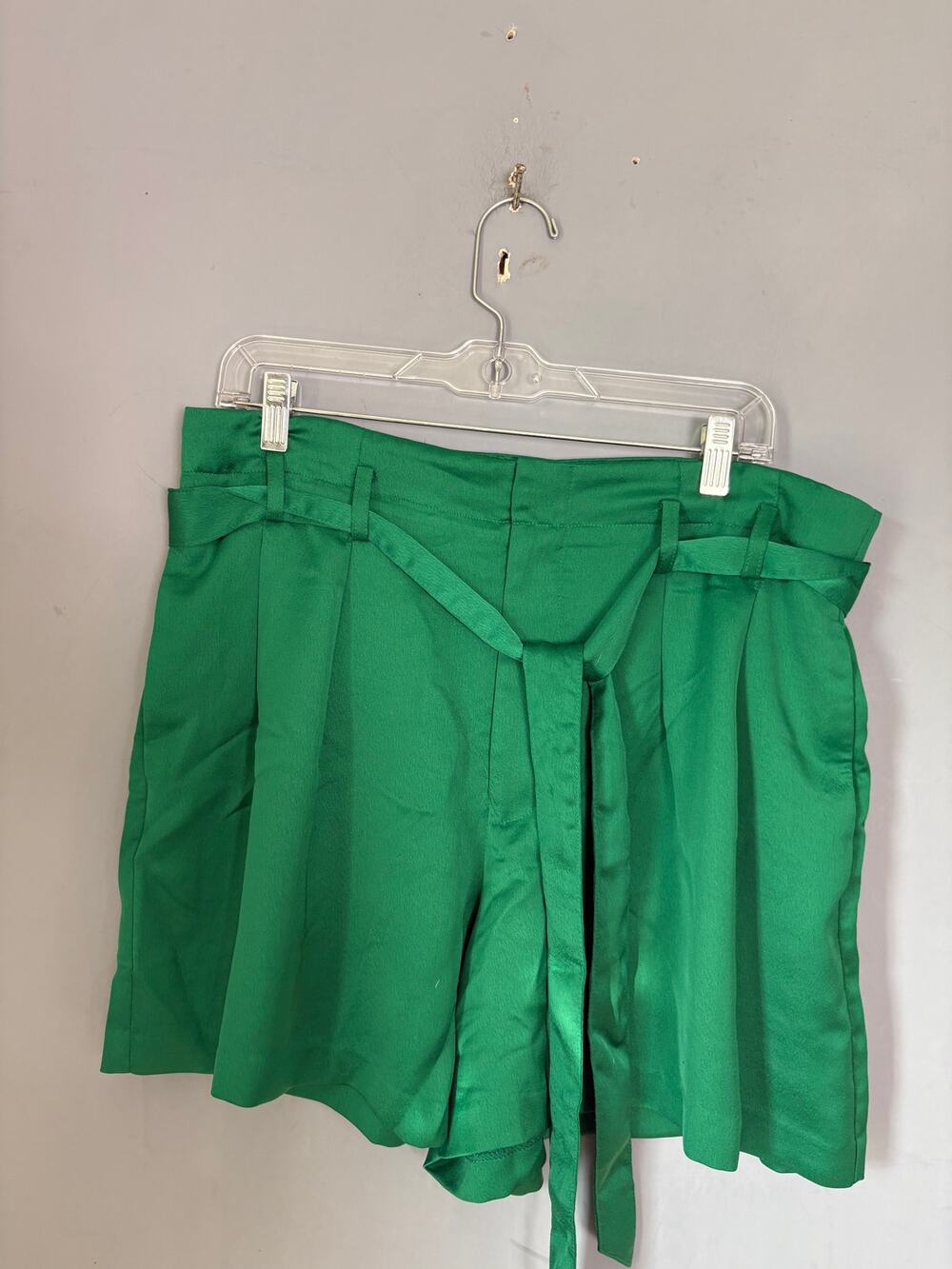 Worthington Womens 16 Green High Rise Pleated Tie Waist Shorts